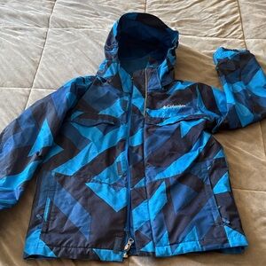 Columbia Kids Blue & Navy Geometric Hooded Rain Jacket